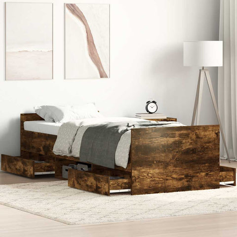 vidaXL Bed Frame without Mattress Smoked Oak 90x190 cm Single