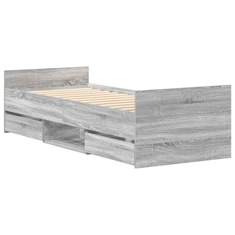 vidaXL Bed Frame without Mattress Grey Sonoma 90x190 cm Single
