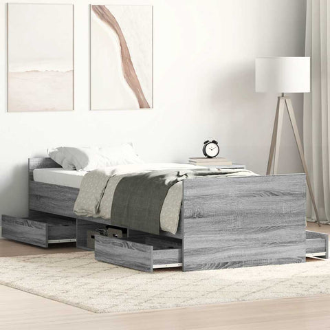 vidaXL Bed Frame without Mattress Grey Sonoma 90x190 cm Single