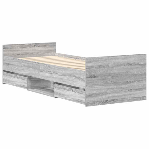 vidaXL Bed Frame without Mattress Grey Sonoma 75x190 cm Small Single