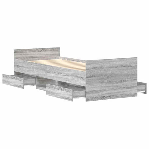 vidaXL Bed Frame without Mattress Grey Sonoma 75x190 cm Small Single