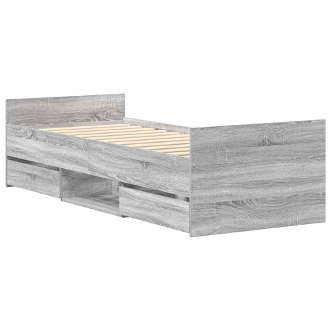 vidaXL Bed Frame without Mattress Grey Sonoma 75x190 cm Small Single