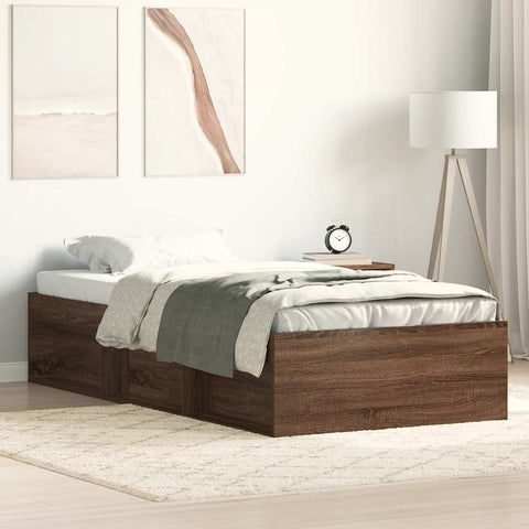 vidaXL Bed Frame without Mattress Brown Oak 100x200 cm