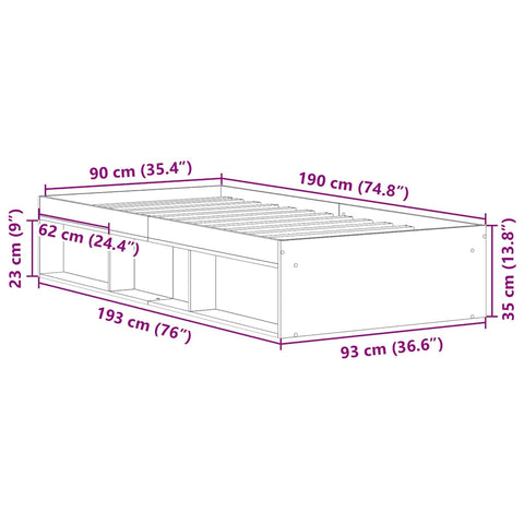 vidaXL Bed Frame without Mattress White 90x190 cm Single