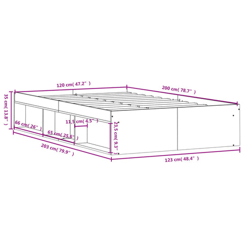 vidaXL Bed Frame without Mattress Sonoma Oak 120x200 cm