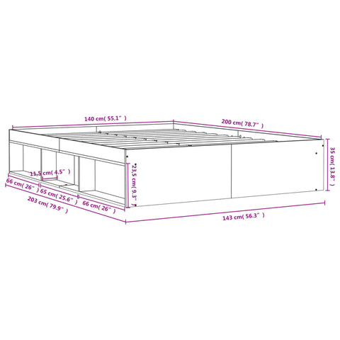 vidaXL Bed Frame without Mattress White 140x200 cm