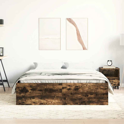 vidaXL Bed Frame without Mattress Smoked Oak 140x200 cm