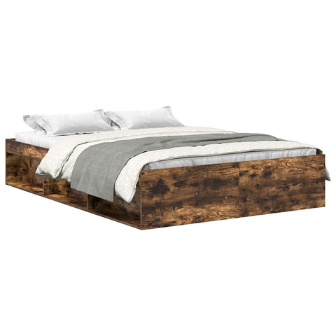 vidaXL Bed Frame without Mattress Smoked Oak 160x200 cm