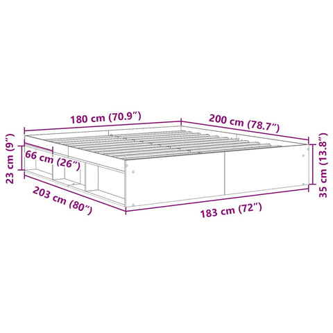 vidaXL Bed Frame without Mattress Sonoma Oak 180x200 cm Super King Super King Size
