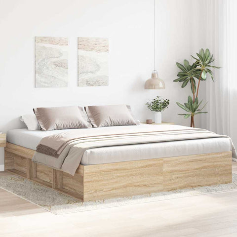 vidaXL Bed Frame without Mattress Sonoma Oak 180x200 cm Super King Super King Size