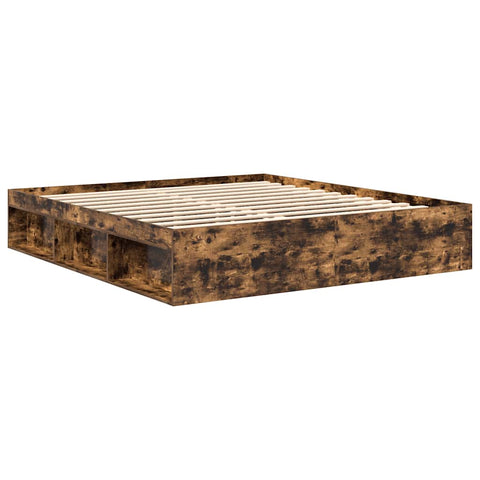 vidaXL Bed Frame without Mattress Smoked Oak 180x200 cm Super King Super King Size