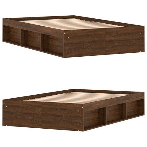 vidaXL Bed Frame without Mattress Brown Oak 120x190 cm Small Double Small Double
