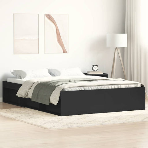vidaXL Bed Frame without Mattress Black 140x190 cm