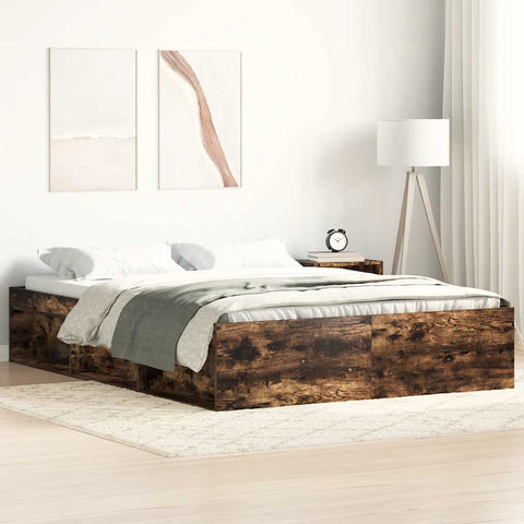 vidaXL Bed Frame without Mattress Smoked Oak 140x190 cm