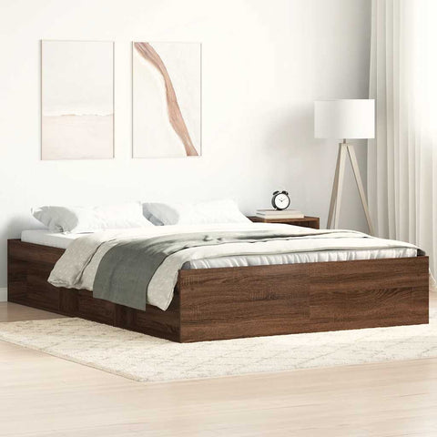 vidaXL Bed Frame without Mattress Brown Oak 140x190 cm