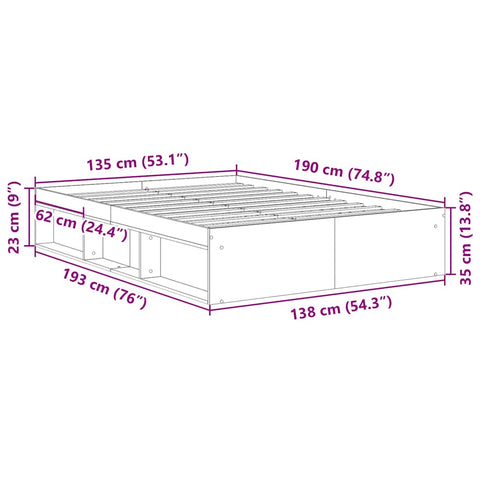 vidaXL Bed Frame without Mattress White 135x190 cm Double Double