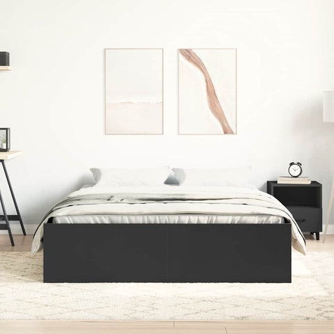 vidaXL Bed Frame without Mattress Black 135x190 cm Double Double