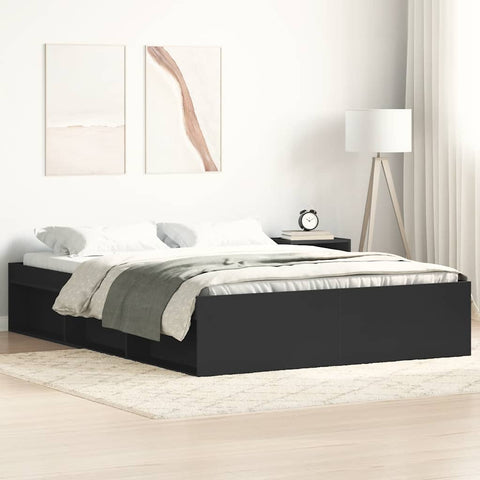 vidaXL Bed Frame without Mattress Black 135x190 cm Double Double