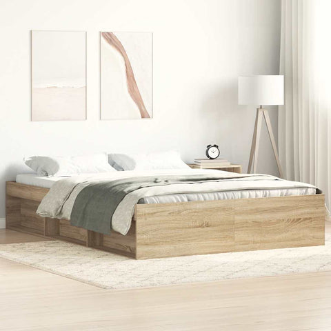 vidaXL Bed Frame without Mattress Sonoma Oak 135x190 cm Double Double