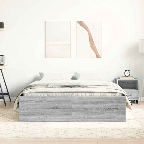 vidaXL Bed Frame without Mattress Grey Sonoma 135x190 cm Double Double