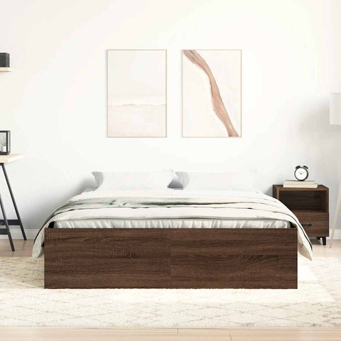 vidaXL Bed Frame without Mattress Brown Oak 135x190 cm Double Double