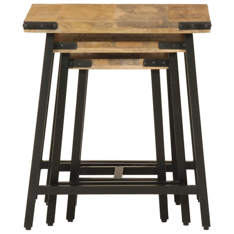 vidaXL Nesting Coffee Tables 3 pcs Solid Wood Mango and Iron