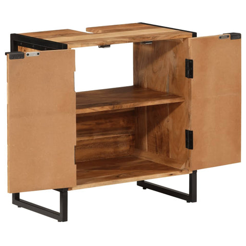 vidaXL Bathroom Cabinet 55x35x60 cm Solid Wood Acacia and Iron