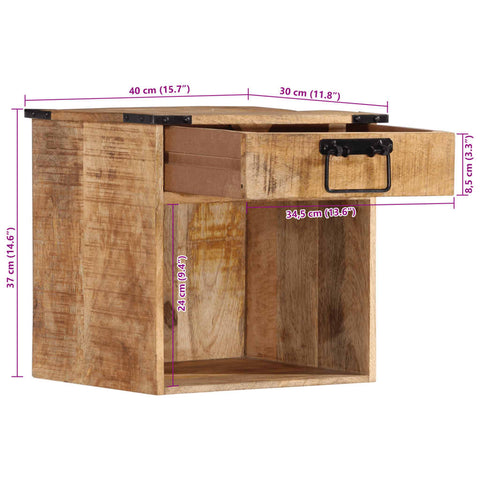 vidaXL Bedside Cabinet 40x30x37 cm Solid Wood Mango