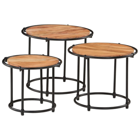 vidaXL Nesting Tables 3 pcs Solid Wood Acacia