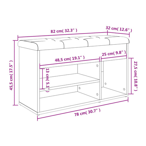 vidaXL Shoe Bench White 82x32x45.5 cm Engineered Wood
