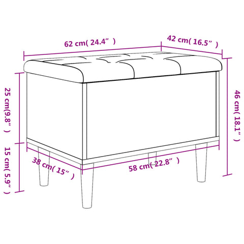 vidaXL Storage Bench Smoked Oak 62x42x46 cm Engineered Wood