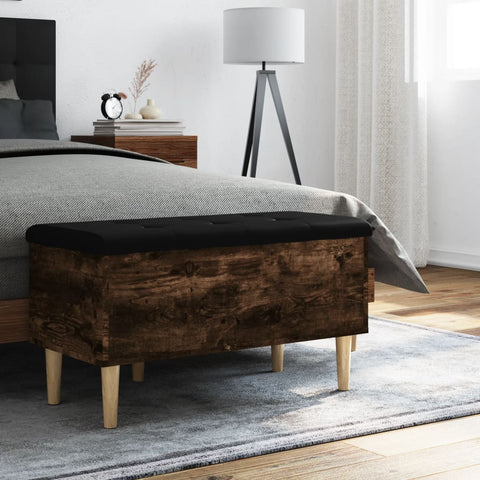 vidaXL Storage Bench Smoked Oak 82x42x46 cm Engineered Wood