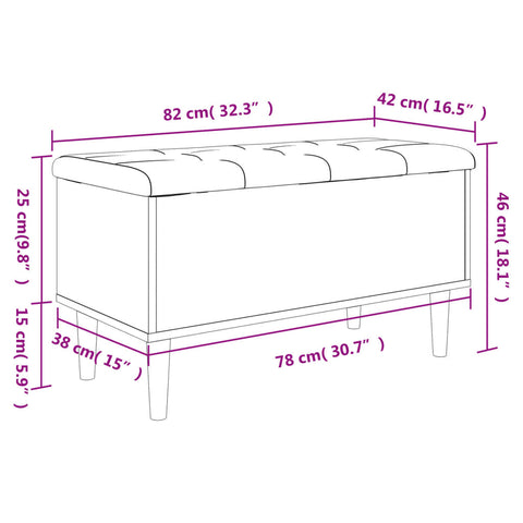 vidaXL Storage Bench Smoked Oak 82x42x46 cm Engineered Wood