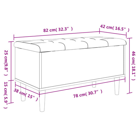 vidaXL Storage Bench Brown Oak 82x42x46 cm Engineered Wood