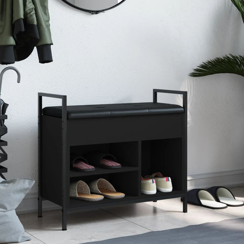 vidaXL Shoe Bench Black 65.5x32x57.5 cm Engineered Wood