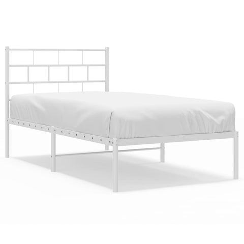 vidaXL Metal Bed Frame without Mattress with Headboard White 80x200cm