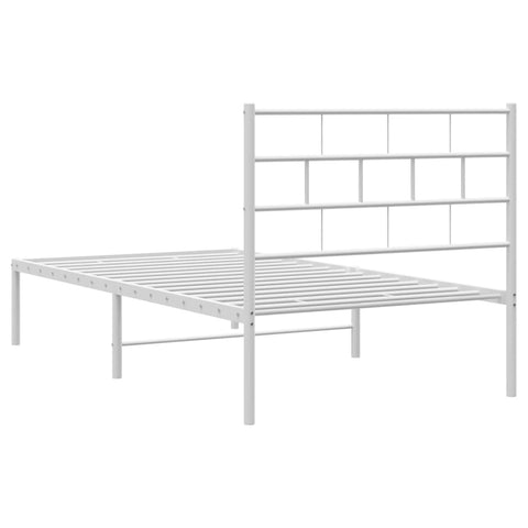 vidaXL Metal Bed Frame without Mattress with Headboard White 80x200cm