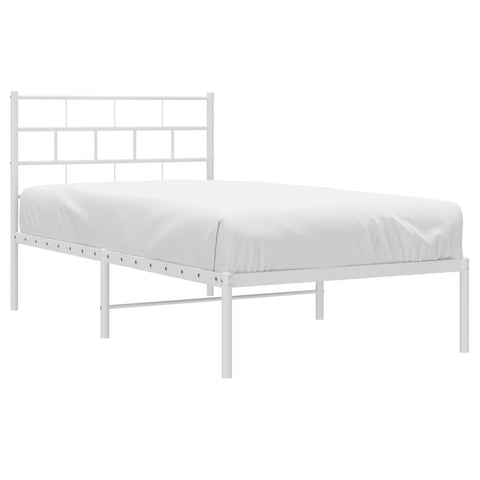 vidaXL Metal Bed Frame without Mattress with Headboard White 90x190cm