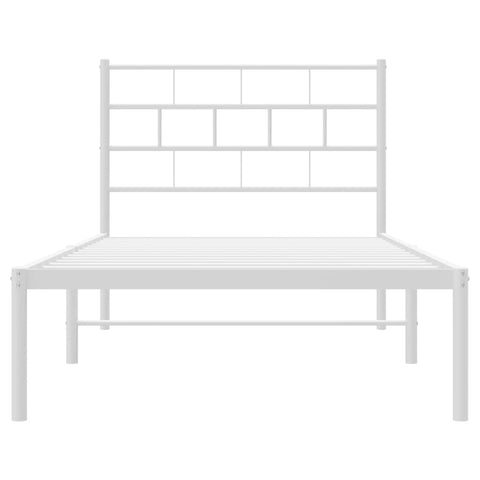vidaXL Metal Bed Frame without Mattress with Headboard White 90x190cm