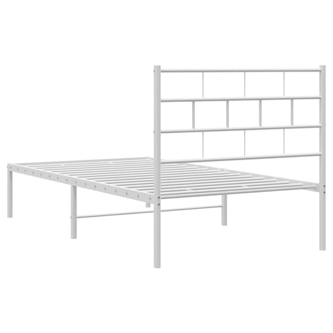 vidaXL Metal Bed Frame without Mattress with Headboard White 90x190cm