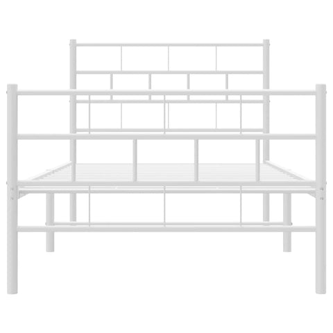 vidaXL Metal Bed Frame without Mattress with Footboard White 90x200cm