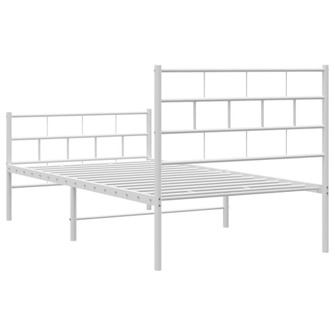 vidaXL Metal Bed Frame without Mattress with Footboard White 90x200cm