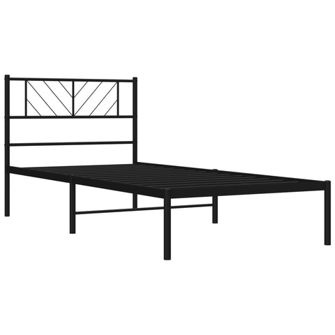 vidaXL Metal Bed Frame without Mattress with Headboard Black 90x190cm
