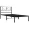 vidaXL Metal Bed Frame without Mattress with Headboard Black 90x190cm