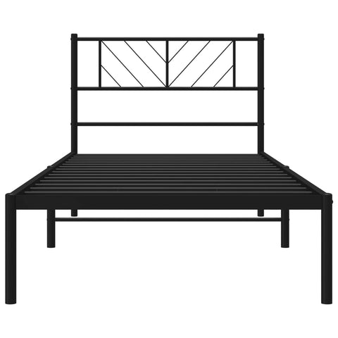 vidaXL Metal Bed Frame without Mattress with Headboard Black 90x190cm