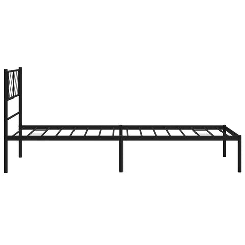 vidaXL Metal Bed Frame without Mattress with Headboard Black 90x190cm