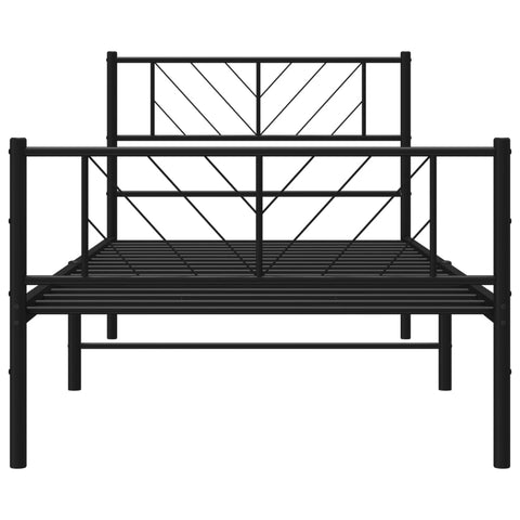 vidaXL Metal Bed Frame without Mattress with Footboard Black 80x200cm