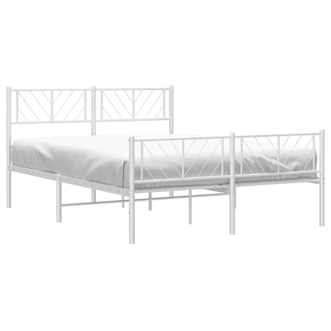 vidaXL Metal Bed Frame without Mattress with Footboard White 160x200cm