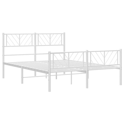 vidaXL Metal Bed Frame without Mattress with Footboard White 160x200cm