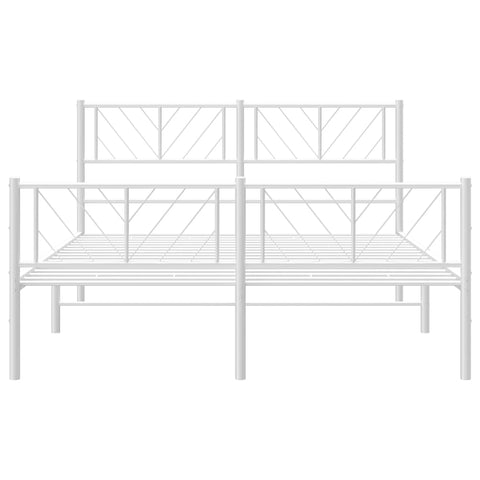 vidaXL Metal Bed Frame without Mattress with Footboard White 160x200cm